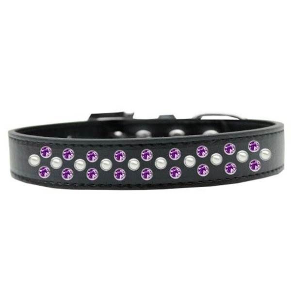 Unconditional Love Sprinkles Pearl & Purple Crystals Dog CollarBlack Size 12 UN812451